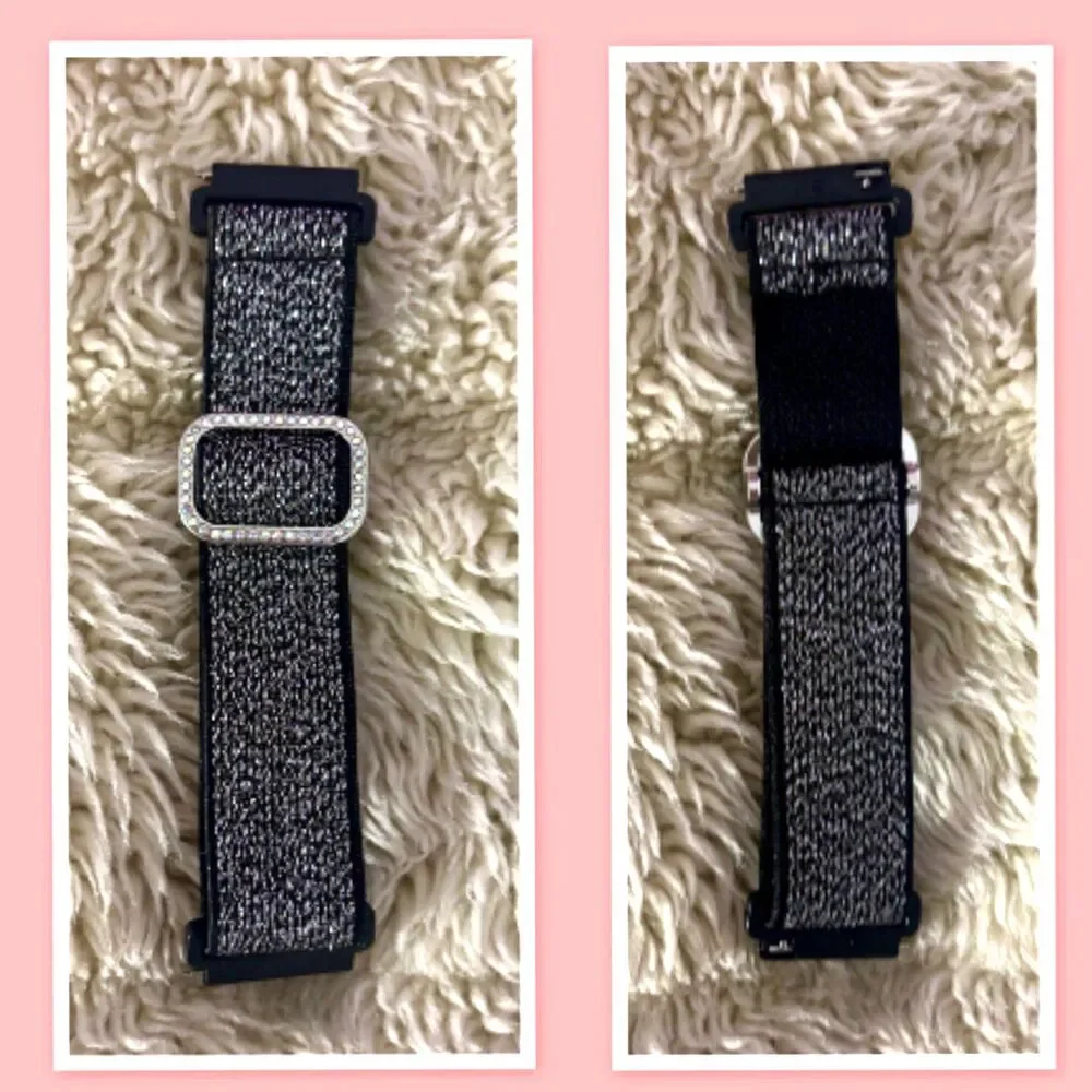 Sparkly Elastic Nylon Band ~ Black ~ Quick Release Band